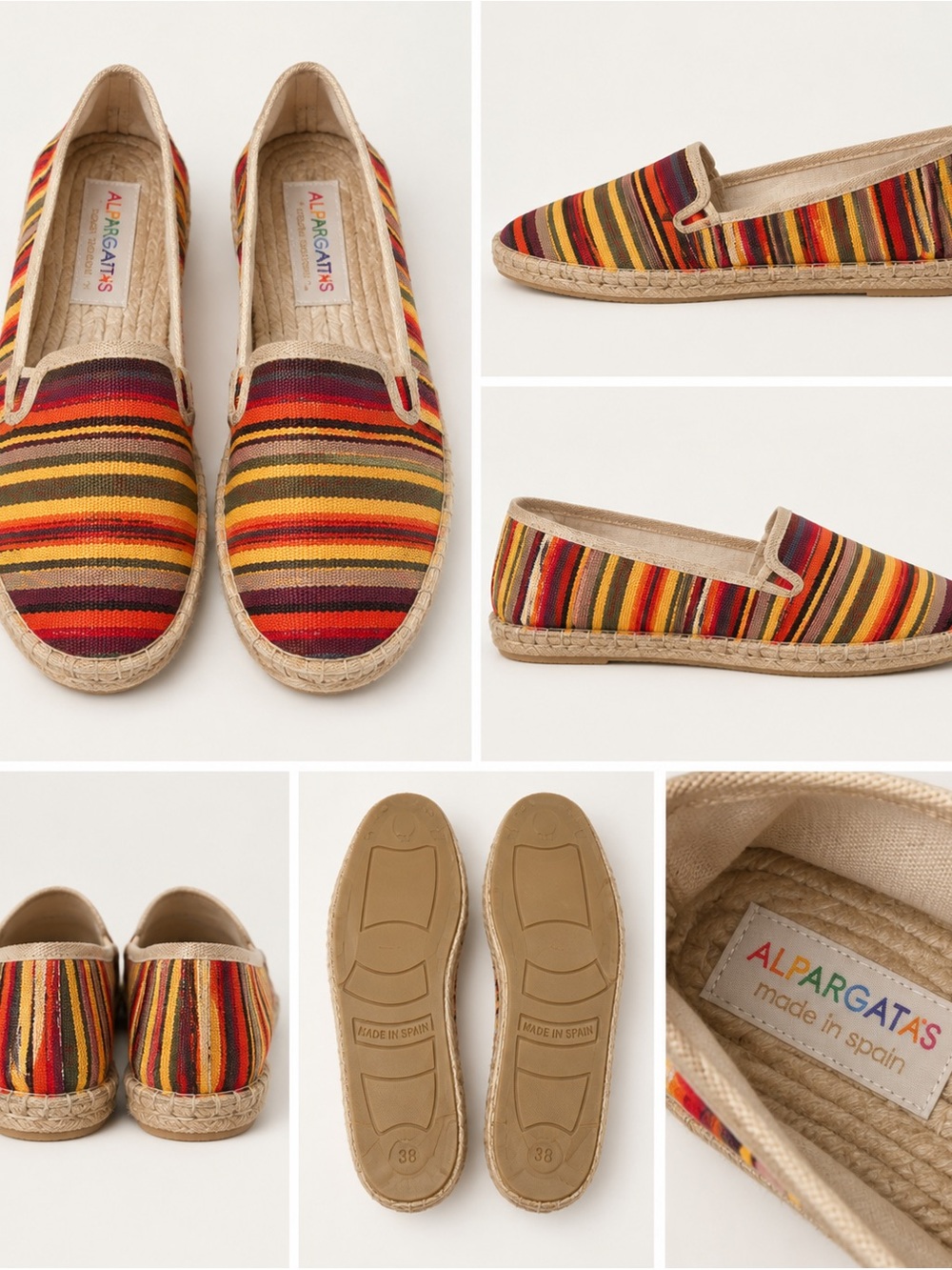 Alpargatas Made in Spain Striped Espadrille Flats Size 38